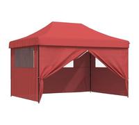 Yisssmeng Tente de Fête Pliable 279x410 cm Tonnelle Bordeaux | Abri d'ombrage pour terrasse et jardin équipé d'un sac de transport à roulettes et réglage sur trois hauteurs.