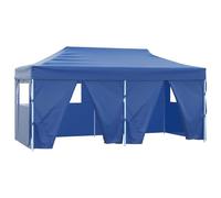 Yisssmeng Tente de fête pliante 291 x 580 x 315 cm, tonnelle de jardin en bleu, tente pliable avec cadre en acier robuste, sac de transport, piquets et tendeurs pour jardin, événements et mariages