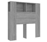 Yisssmeng Tête de lit avec étagères Gris Sonoma 100 x 18,5 x 102,5 cm Tête de lit en bois avec 4 compartiments Tête de lit moderne pour chambre à coucher Montage mural