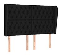Yisssmeng Tête de lit avec oreilles - Noir - 163 x 23 x 118/128 cm - Tête de lit rembourrée en tissu respirant - Dossier réglable en hauteur avec cache-oreilles pour cadre de lit et lit à sommier
