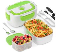 YISSVIC Boîte Chauffante 220V 12V 24V 3 en 1 Lunch Box Chauffante Électrique Boîte Alimentaires Boîte Repas en Acier Inoxydable 1,5L pour Maison Bureau Voiture Pique-Nique (Blanc)
