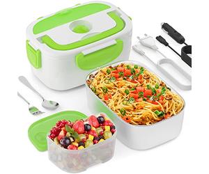 YISSVIC Boîte Chauffante 220V 12V 24V 3 en 1 Lunch Box Chauffante Électrique Boîte Alimentaires Boîte Repas en Acier Inoxydable 1,5L pour Maison Bureau Voiture Pique-Nique (Blanc)