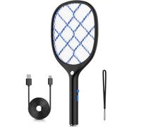 YISSVIC Raquette Electrique Insectes, 4000 V Raquette Anti Moustique Electrique Tapette à Mouches Rechargeable avec Lumière LED et Lanièrè Lutte Contre Moustiques Mouches Insectes Volants, Noir
