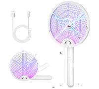 YISSVIC Raquette Electrique Insectes Raquette Anti Moustique 1800mAh Pliable Tapette Électrique 4000V Puissante Rechargeable avec Câble Chargement USB-C Contre Moustiques Mouches Mites, Blanc