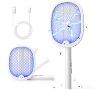 YISSVIC Raquette Electrique Insectes Raquette Anti Moustiques Pliable 4000V 1800mAh Tapette Électrique Puissante Rechargeable avec Câble Chargement USB-C Contre Moustiques Mouches Mites, Blanc