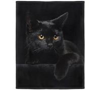 YISUMEI - Couverture en Polaire Douce - Chat Noir, 125 x 150 cm, Convient pour canapé ou lit