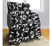 YISUMEI Couverture Militaire Camouflage Noire 150 x 200 cm - Couvertures et Plaids Doux en Polaire avec Motif Camouflage, Couverture Chaude et Confortable pour Camping, Cadeaux pour Garçons, Adultes