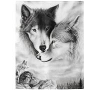 Yisumei Couverture polaire douce Loup noir et blanc pour lit ou canapé, Coton mélangé, Couleur 1, 150 x 200 cm