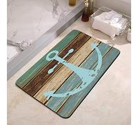 YISUMEI Tapis de bain 42 x 60 cm - Antidérapant - Lavable - Absorbant - Séchage rapide (veinure de bois vintage - Ancre