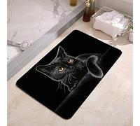 YISUMEI Tapis de salle de bain antidérapant, super absorbant et convient sous la baignoire de douche, 43,2 x 61 cm, chat noir
