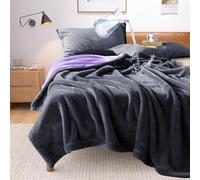 YISURE Plaid Imperméable Grise 200x150cm pour Les Couples | Couverture imperméable lavables grises et violettes, couverture de protection réversible étanche de taille Queen