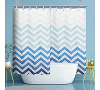 YISURE Rideau de Douche en Tissu Extra Large 300 x 200 cm Lavable | dégradé de bleu à blanc chevrons, pour salle de bain et baignoire, parfait comme séparateur de pièce, largeur 300 x hauteur