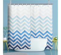 YISURE Rideau de Douche en Tissu Lavable 300 x 240 cm pour Baignoire | dégradé de bleu à blanc, motif chevrons, parfait comme séparateur de pièce, largeur 300 x hauteur extra 240 cm