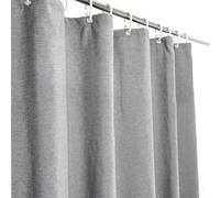 YISURE Rideau de douche gris aspect lin textile fin lavable 120 x 200 cm | Rideau de bain lourd en lin synthétique imperméable pour salle de bain, largeur 120 x hauteur 200 cm