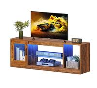 YITAHOME 148 cm Meuble TV pour TV jusqu'à 65 Pouces avec 7 LED RGB 22 Modes lumières TV Game Entertainment Center TV Low Board avec étagère en Verre réglable