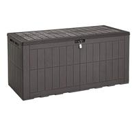 YITAHOME 450L Boîte de rangement d'extérieur étanche pour outils de jardin, coussins de terrasse et accessoires de piscine, verrouillable, assemblage facile, banc ou table polyvalente (marron foncé)