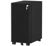 YITAHOME Armoire de classement à 3 tiroirs verrouillable, pour Bureau à Domicile avec Roue, Armoire de Bureau pour Lettre/légal/A4, entièrement assemblée, Noir, 30 x 45 x 61 cm