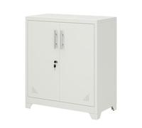YITAHOME Armoire de rangement de bureau en métal avec 2 étagères réglables, 80 x 40 x 90 cm, verrouillable avec trous d'aération pour la maison, le bureau, le garage, la salle de sport, l'école, blanc