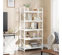 YITAHOME Bibliothèque à 5 Niveaux, étagère à Livres Industrielle, Grande bibliothèque autoportante, étagère en Bois et Cadre en métal, étagère de Rangement pour Salon, Bureau à Domicile, Blanc Pur