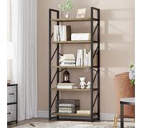 YITAHOME Bibliothèque à 5 Niveaux, étagère à Livres sur Pied, étagère en Bois et Cadre en métal, étagère de Rangement pour Salon, Bureau à Domicile, étagère Gris Anthracite