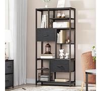 YITAHOME Bibliothèque, Bibliothèque à 7 Étagères avec Tiroirs Étagère du Sol au Plafond, Étagère à Livres Industrielle, Étagère en Acier, Adaptée au Salon, Bureau, Étude, Couloir, Cuisine, Noir