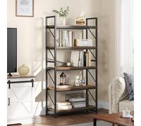YITAHOME Bibliothèque, étagère à Livres Industrielle, Grande bibliothèque autoportante, étagère en Bois et Cadre en métal, étagère de Rangement pour Salon, Bureau à Domicile, Marron Rustique