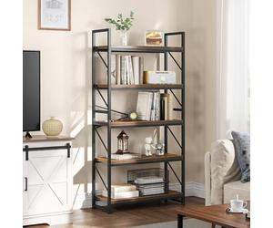 YITAHOME Bibliothèque, étagère à Livres Industrielle, Grande bibliothèque autoportante, étagère en Bois et Cadre en métal, étagère de Rangement pour Salon, Bureau à Domicile, Marron Rustique