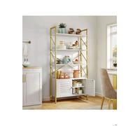 YITAHOME Bibliothèque - Meuble de Rangement - 5 Niveaux - 2 Portes - 80 x 30 x 163cm