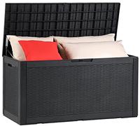 YITAHOME Boîte de rangement d'extérieur étanche 380 l - Grande boîte de rangement en résine - Coussin d'extérieur verrouillable - Noir