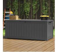 YITAHOME Boîte de Rangement d'Extérieur - Verrouillable - Coffre de Jardin - 142 x 67 x 69 cm - Table Polyvalente - Gris Foncé