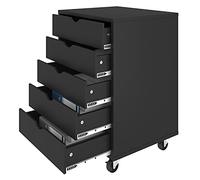 YITAHOME Caisson de Bureau 5 tiroirs, Armoire de Rangement de Bureau Mobile, Convient pour Papier A4, Fichiers, Imprimantes Maison Caisson de Rangement, Noir