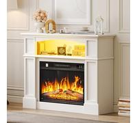 YITAHOME Cheminée Electrique 2000 W avec Chauffage, Effet Flammes LED | Cheminée décorative autonome blanche 100x30.5x79cm, 24 Couleurs LED RGB, effet flamme 3D, télécommande