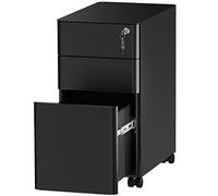 YITAHOME Classeur en métal avec 3 tiroirs verrouillables, Meuble de classement Mobile pour Bureau à Domicile, tiroirs de Bureau pour Lettre/légal/A4, entièrement assemblé, Noir, 30 x 46 x 59 cm