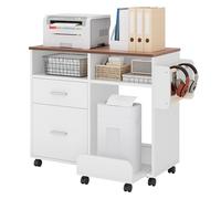 YITAHOME Classeur Mobile avec Base Amovible et Tige de Suspension, Organiseur de classement avec 10 roulettes, Armoire de classement pour Bureau à Domicile, Blanc