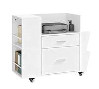 YITAHOME Classeur roulant avec supports latéraux et 4 roues, armoire de classement avec tiges de suspension réglables pour documents A4/lettres, support d'imprimante pour bureau à domicile, blanc