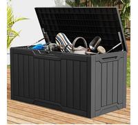 YITAHOME Coffre de jardin, Coffre de rangement - 380L - 115x 55 x 58.5cm - Intempéries - Verrouillable - Noir