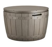 YITAHOME Coffre de Rangement Ronde de 127L, Boîte de Rangement Extérieure pour coussin de Table de Patio, Accessoires de Piscine, résine Imperméable et Montage Facile léger, Marron Clair
