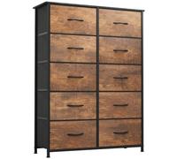 YITAHOME Commode, 10 Tiroirs en Tissu Commode Chambre Meuble de Rangement,Tour en Tissu,Cadre Acier Robuste,pour Chambre à Coucher, Salon,Rouille Brun