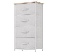YITAHOME Commode, 4 Tiroirs en Tissu Commode Chambre Meuble de Rangement, Cadre en Métal,pour Chambre à Coucher, Salon,Gris Clair