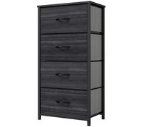 YITAHOME Commode, 4 Tiroirs en Tissu Commode Chambre Meuble de Rangement, Cadre en Métal,pour Chambre à Coucher, Salon,Grain de Bois Noir