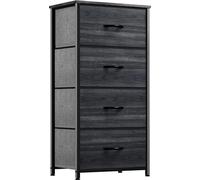 YITAHOME Commode 4 tiroirs en tissu Structure métallique noire veinée de bois