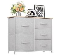 YITAHOME Commode, 5 Tiroirs en Tissu Commode Chambre Meuble de Rangement,Cadre en Métal,Style Moderne,pour Chambre à Coucher, Salon,Gris Clair