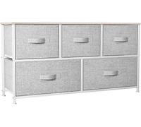YITAHOME Commode 5 tiroirs gris clair Tissu Armoire Rangement moderne