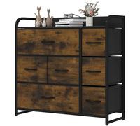 YITAHOME Commode, 7 Tiroirs en Tissu Commode Chambre Meuble de Rangement,Cadre en Métal,Style Moderne,pour Chambre à Coucher, Salon,Rouille Brun