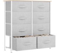 YITAHOME Commode 8 tiroirs Tissu Armoire Style moderne Chambre à coucher Salon Chambre Enfants Entrée Gris clair