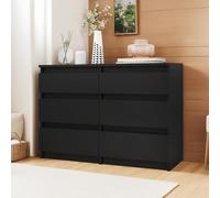 YITAHOME Commode à 6 tiroirs, 100 x 30 x 70 cm, meuble de rangement moderne pour chambre à coucher, MDF durable et panneaux de particules, idéal pour les vêtements et les nécessités quotidiennes, noir