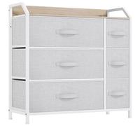 YITAHOME Commode avec Poches latérales et Crochets, Commode à 6 Tiroirs en Tissu Meuble de Rangement avec Dessus en Bois pour Chambre à Coucher, Salon,Gris Clair
