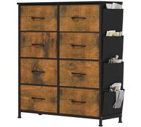 YITAHOME Commode avec Poches latérales et Crochets, Commode à 8 Tiroirs en Tissu Meuble de Rangement avec Dessus en Bois pour Chambre à Coucher, Salon,Grain de Bois pourri