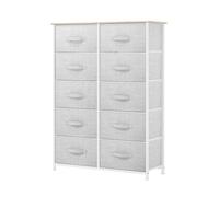 YITAHOME Commode Chambre - 10 Tiroirs en Tissu - Meuble de Rangement - 84 x 30 x 120 cm - Cadre Acier Robuste - Gris Clair