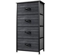 YITAHOME Commode Chambre - 4 Tiroirs en Tissu - Meuble de Rangement - 45 x 30 x 95 cm (L x l x H) - Grain de Bois Noir